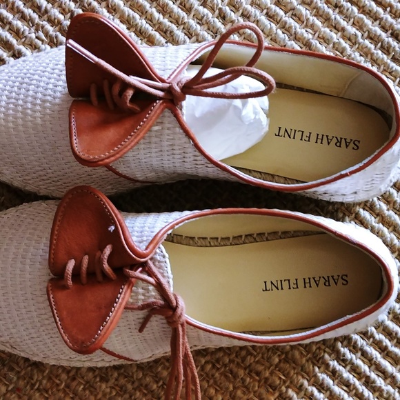 🌟SOLD🌟NWOT Sarah Flint Cream Woven Espadrilles - Picture 2 of 6